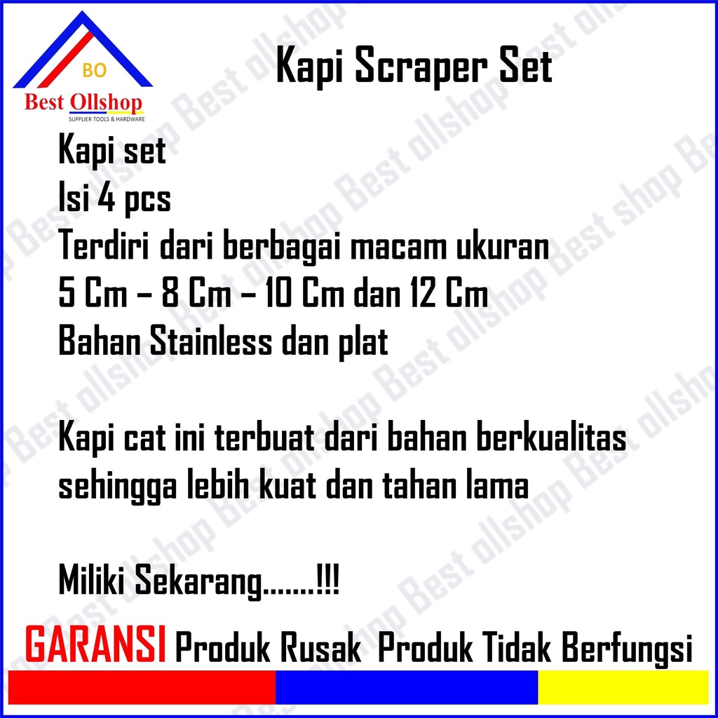 Kapi Set Stainless / Kape Kapi Cat Set Pisau Dempul Set Slipper Dempul Set 4 pcs Stainless Steel