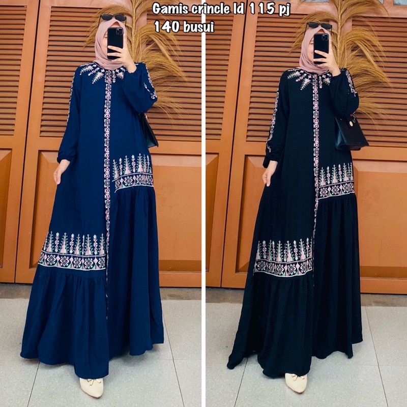 gamis crincle / gamis bordir crincle / gamis crincle bordir