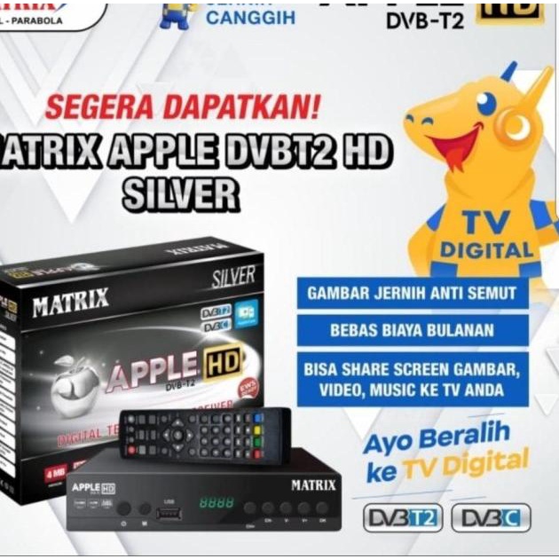 Matrix Receiver Tv Set Top Box Silver DVB T2 Digital Paket Komplit - Kuning, RCA