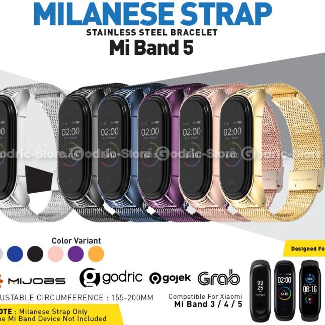 MIJOBS MiBand 5 MILAN TRANSFORMER Stainless Strap for Mi Band 5 4 3 - ROSEGOLD