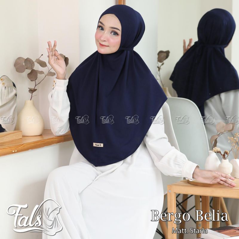 (Ori Fals) BERGO BELIA •jilbab instan jersey starla•bergo instan polos