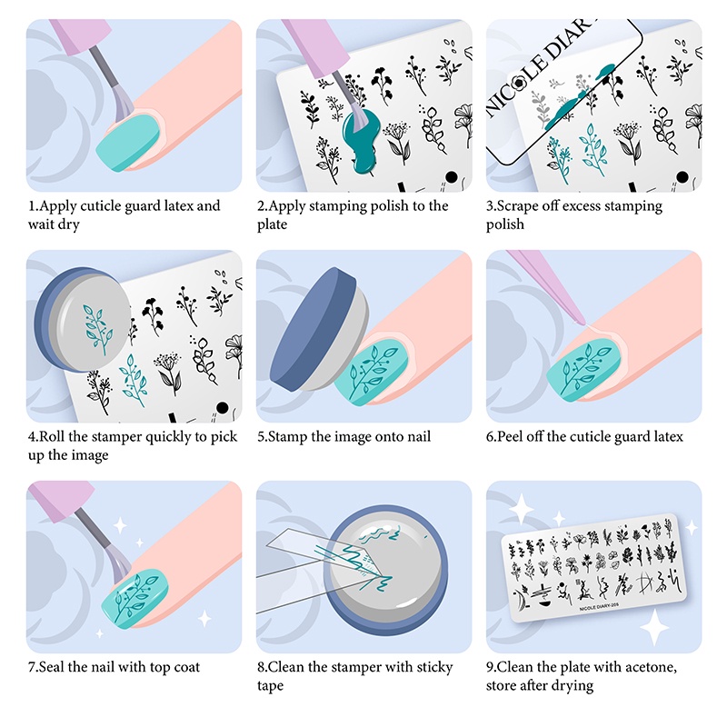 Plat Stempel Kutek Gel UV Motif Hati / Geometri Untuk Nail Art