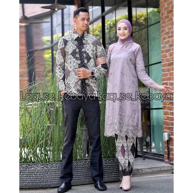 Setelan Kebaya Tunik Model Payet Batik Couple Modern Terbaru Outfit Pasangan Kondangan Wisuda By Laquse_kebayaa