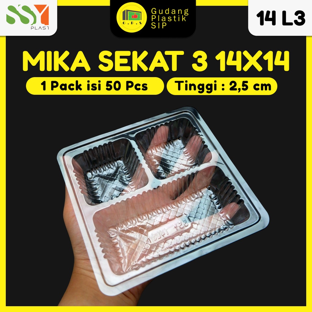 Mika Dus Nasi Sekat 3 Bening UK 14x14 isi 50 pcs