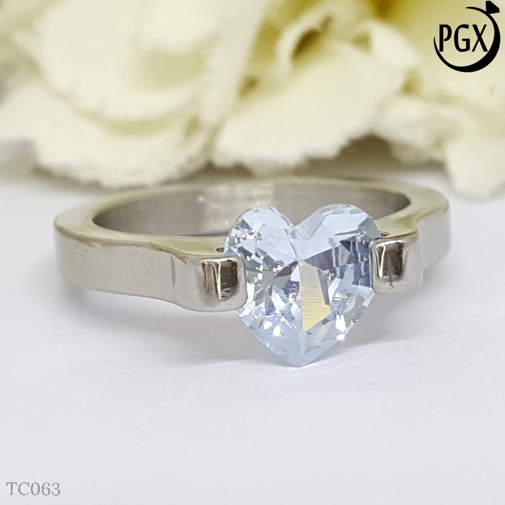 PGX Cincin Titanium Couple Tunangan Aksesoris Fashion Perhiasan Anti Karat - TC063