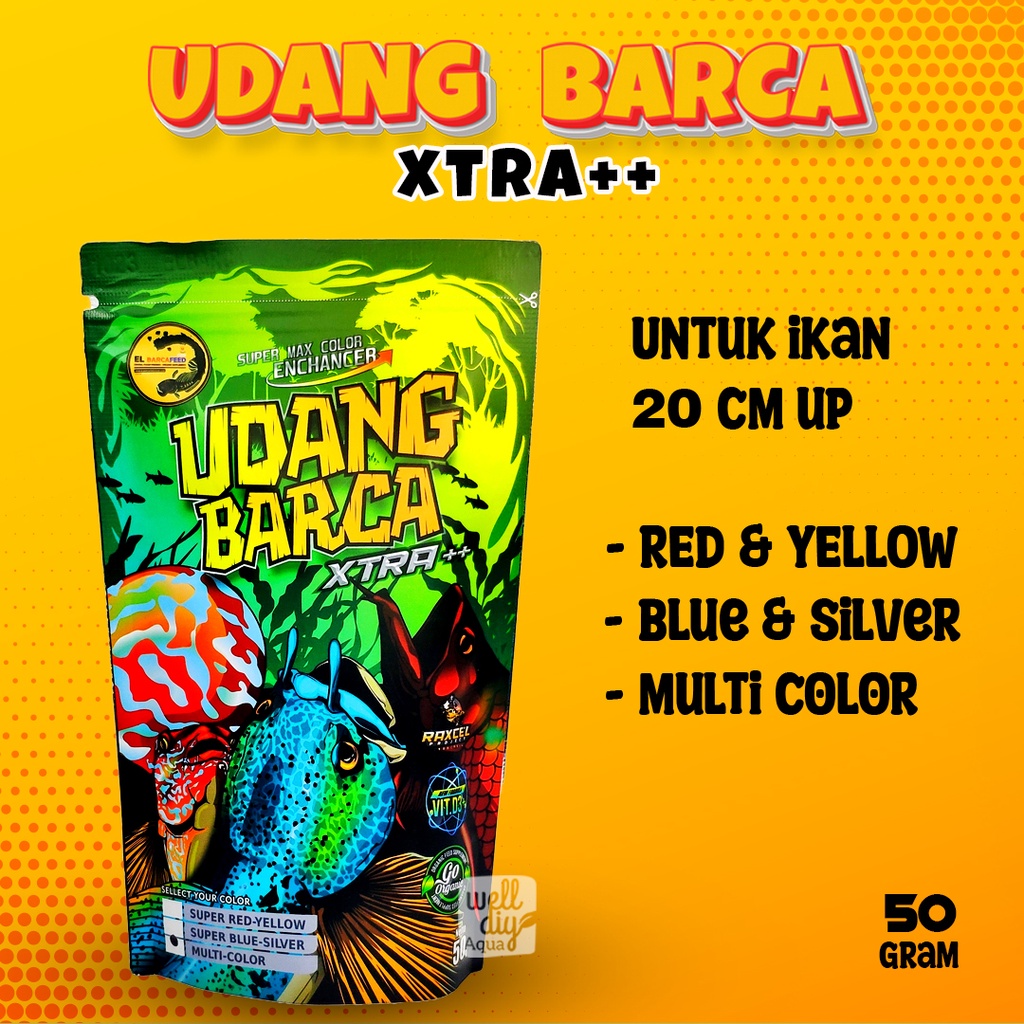 Udang Kering Pakan Ikan Channa EL BARCA Feed Xtra++ Untuk Ikan 20 cm keatas - 50 gr