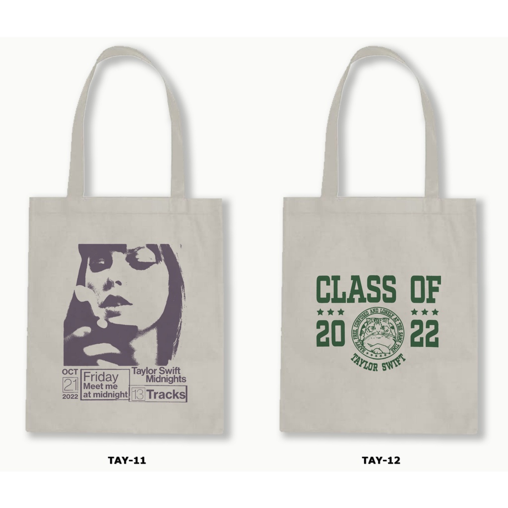 Tas Tote Bag Resleting Kanvas/Blacu  -Taylor Swift .07