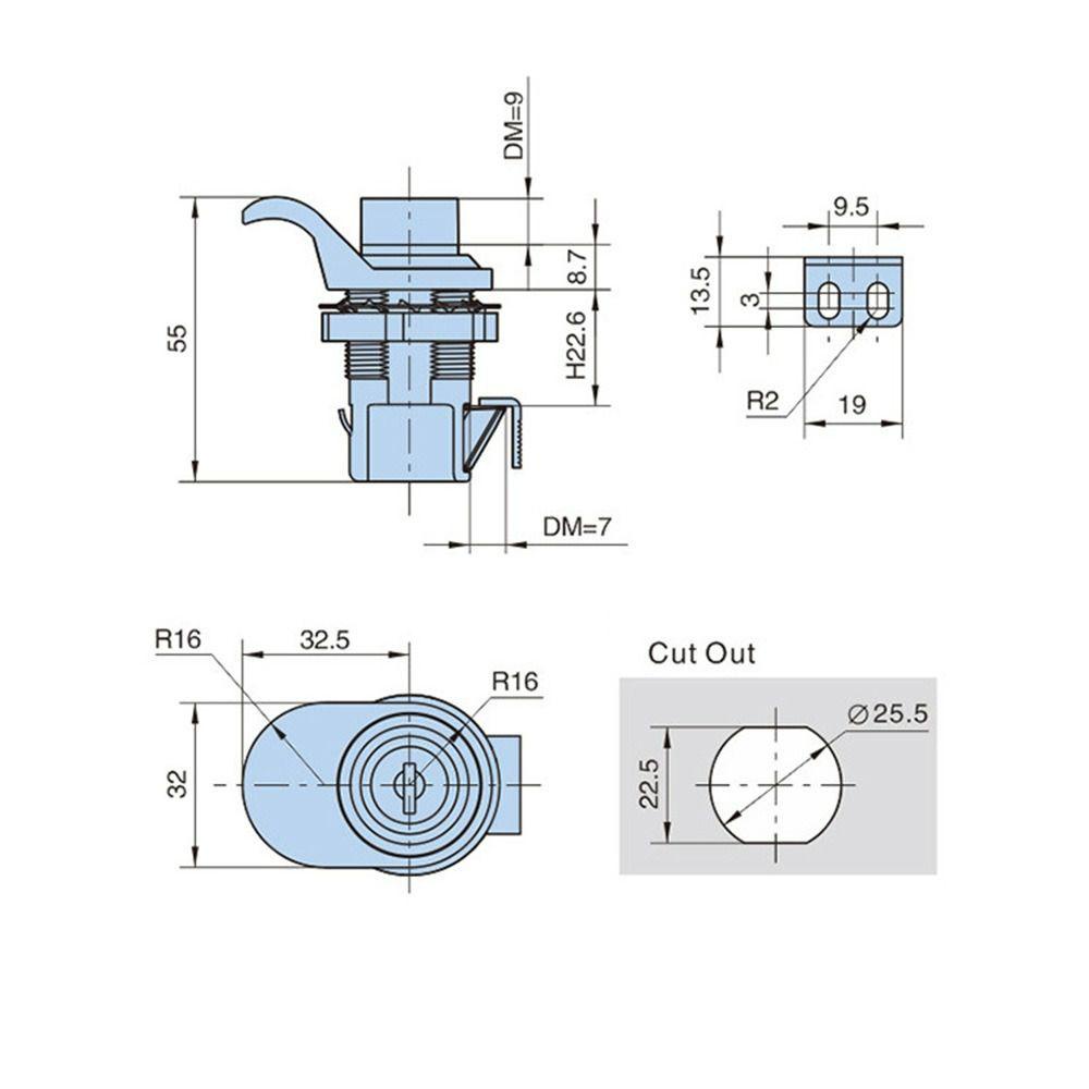 Top Latch Button Lock Kotak Distro Daya Tahan Lama Pintu Laci Motorhome