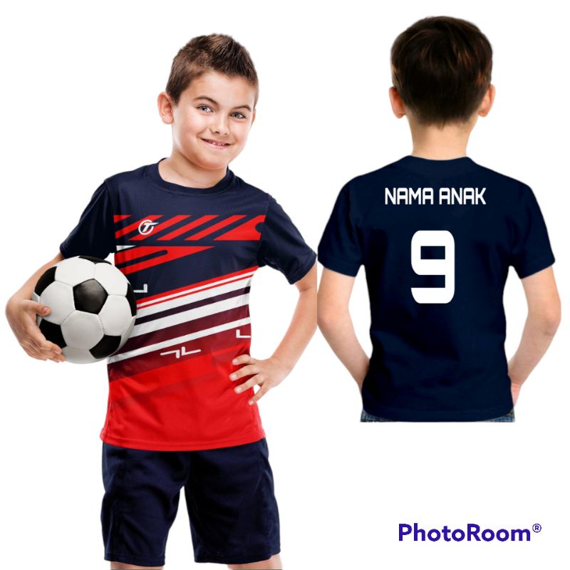 KAOS ANAK PAKE NAMA DAN NOMOR/KAOS BOLA ANAK PAKE NAMA DAN NOMOR