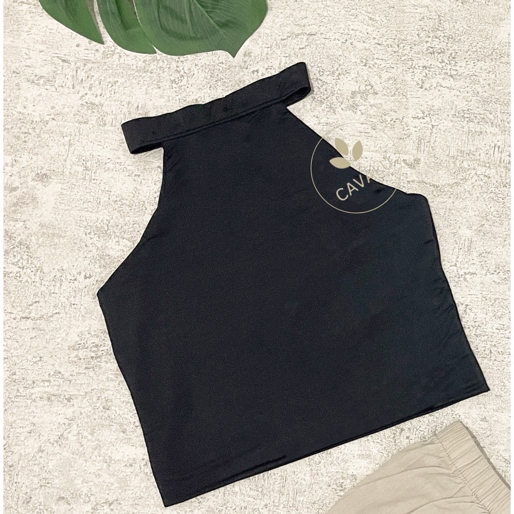 CAVALU Korean Halter Neck Tank Top Turtleneck High Neck Top Crop Tanktop Korea