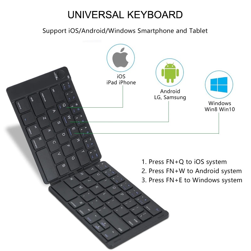 B047S - Universal Folding Portable Bluetooth Keyboard Portable