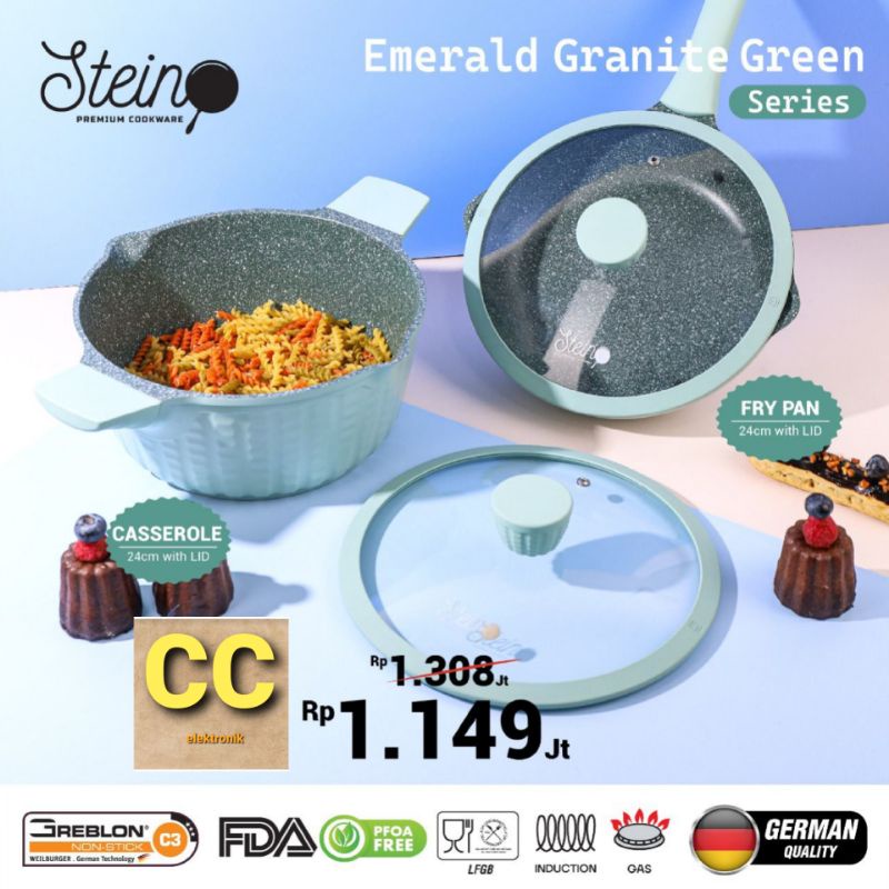 steincookware stein cookware paket hemat Ruby Safir JADE panci wajan