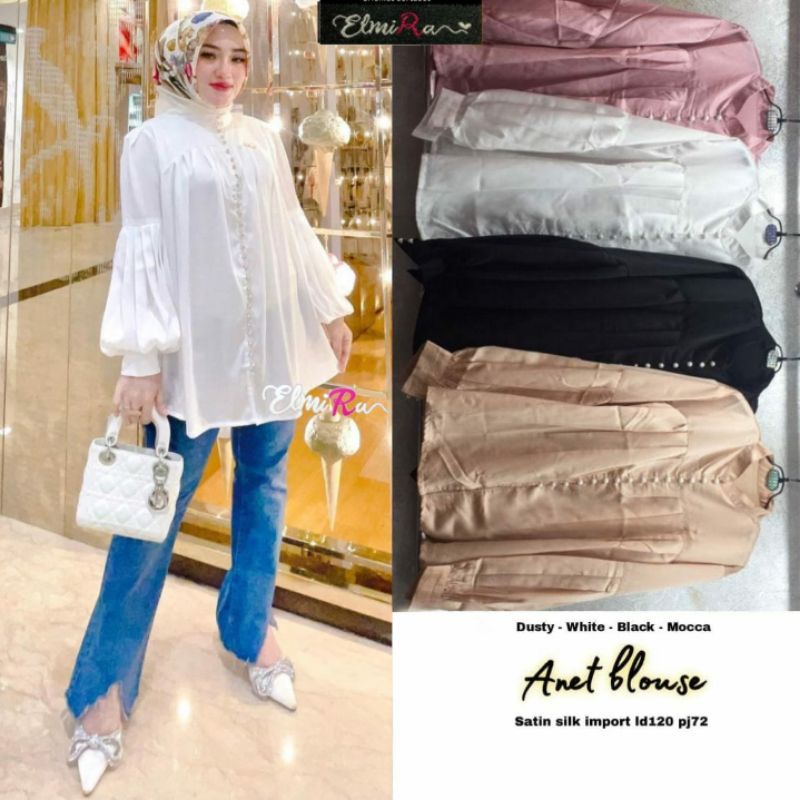 Anet Blouse Elmira / Atasan Satin mewah