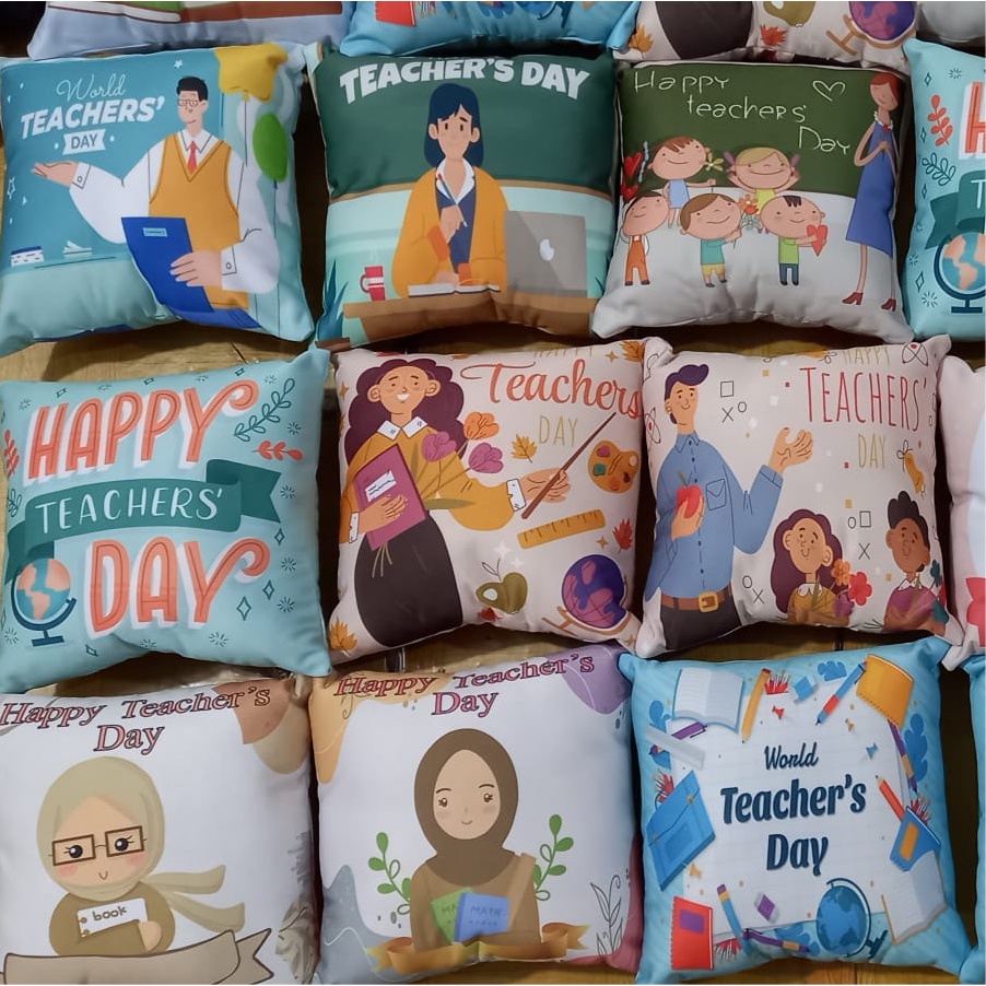 Bantal Guru 30x30 cm Part 1 #GR 001-010 / Kado Hari guru / Teacher'S Day / Kado Guru / Bantal Sofa