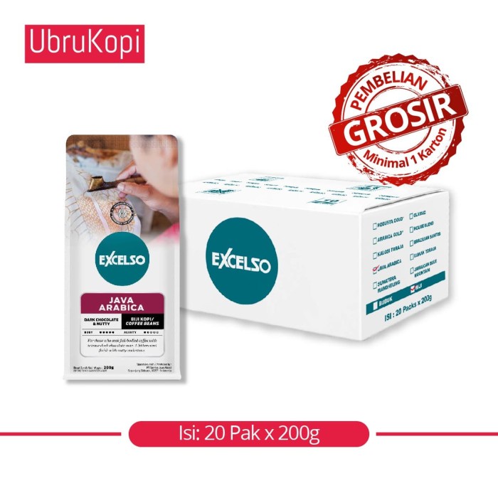 

TERBARU KOPI EXCELSO JAVA ARABICA BIJI 200G 1 CTN - GROSIR /KOPI RUBE/KOPI SLB/KOPI KAPAL API/KOPI