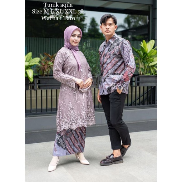 Set Kebaya Couple Aqilla - Kebaya Jumbo Modern - Batik Couple Pasangan