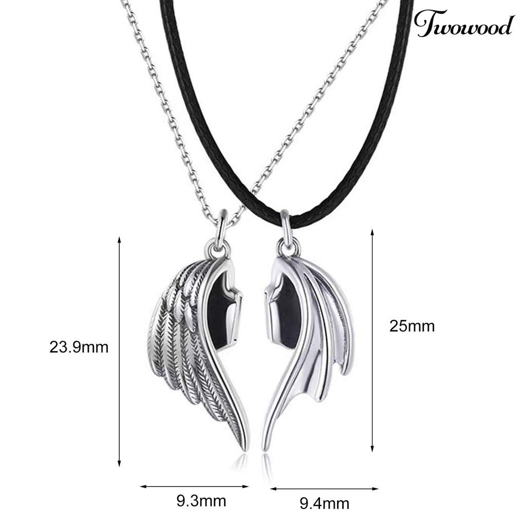 1 Pasang Kalung Pasangan Dengan Liontin Sayap Malaikat Untuk Hadiah