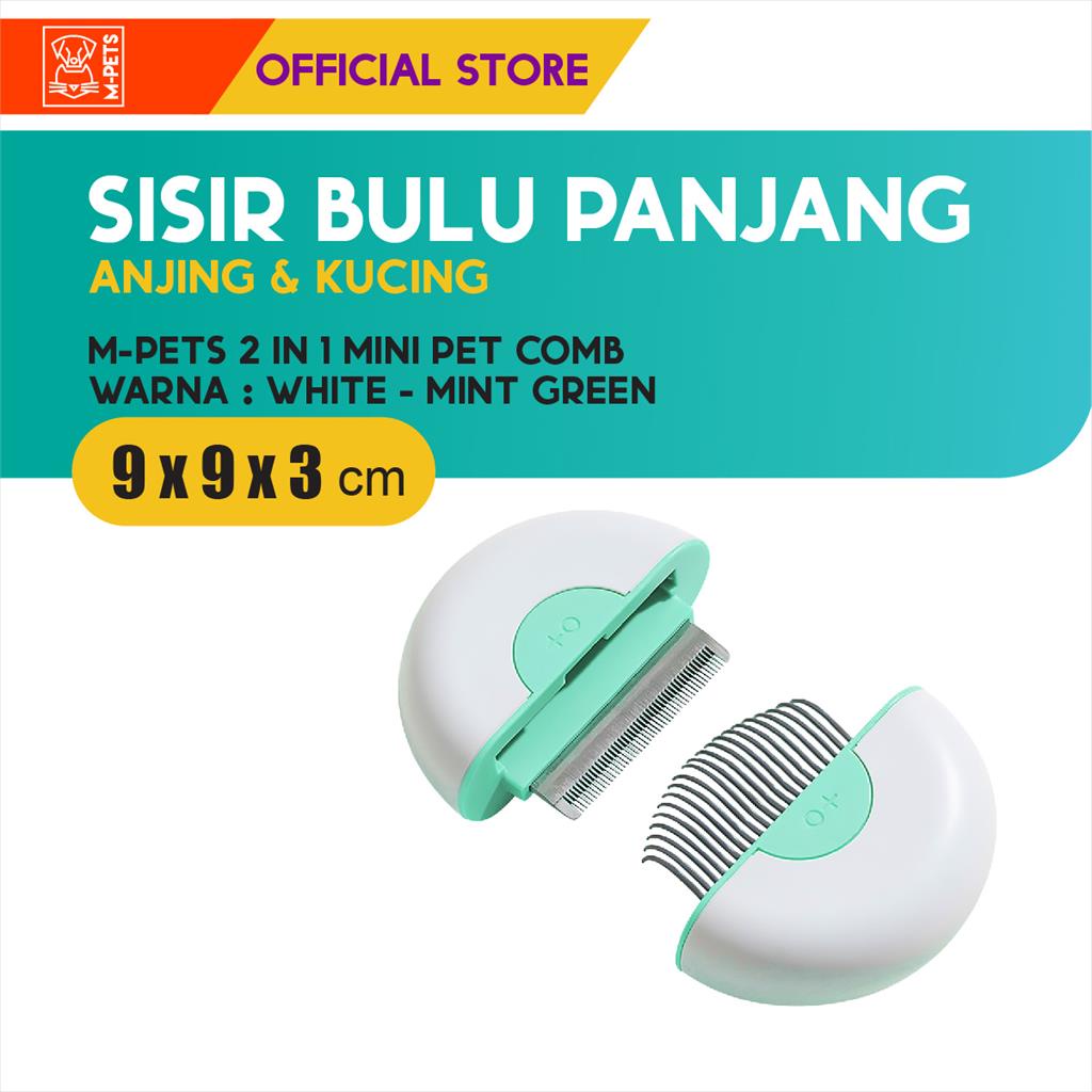 M-Pets 2 In 1 Mini Pet Comb -  Long Hair / Sisir Bulu Anjing Kucing