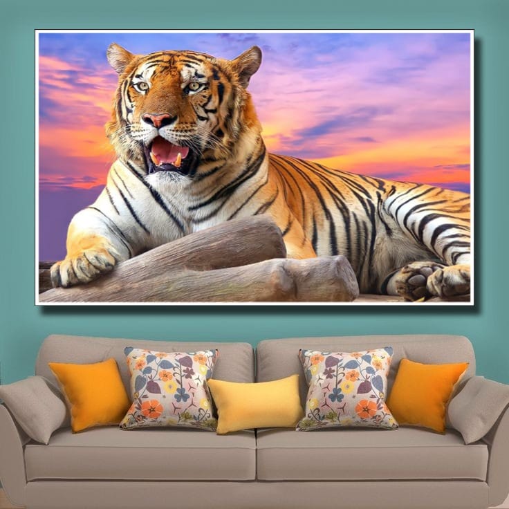 Hiasan Dinding Poster Gambar Harimau Xtra Jumbo Besar Best seller Ukuran 100x70cm 150x100cm 200x100c