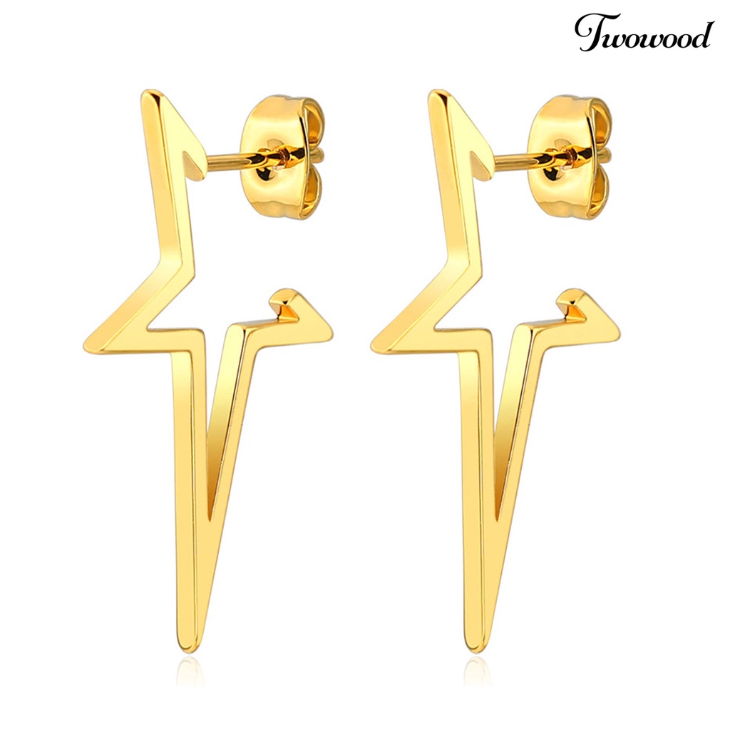 1 Pasang Anting Menjuntai Bentuk Pentagram Bahan Alloy Gaya Hip hop Untuk Wanita