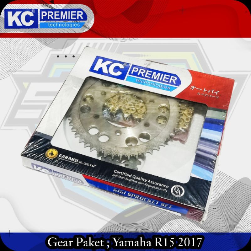 KCP GIR GEAR PAKET R15 2017 6Hole (428H/47T/15T/132L) / KC PREMIER GIR SET YAMAHA R15 2017/2018