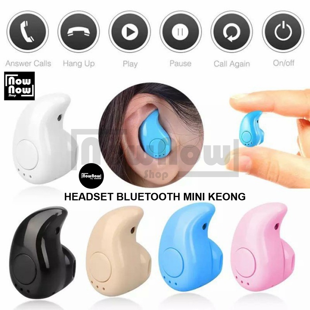 Headset Earphone Handsfree HF Bluetooth Mini Model Bentuk Keong Stereo In Ear Oppo A37 Xiaomi Redmi 1 2 3 4 4A 4X 5 5A Note Mi2 Mi4 Mi4i Mi4C Mi5 Note 6 6A 7 7A 8 8A 9 9C 9T 10 10s 11 Super Bass High Quality