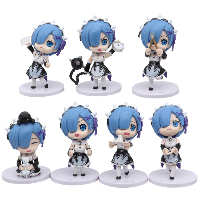 Mainan Action Figure Anime Q posket Rem Emily Apron Maid happy Hardworking Bahan PVC Untuk Koleksi