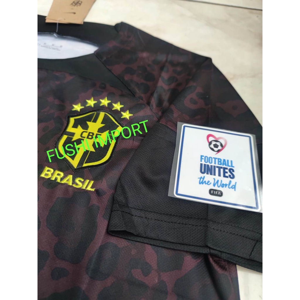 Jersey Baju Bola Brasil Kiper Full Patch World Cup Piala Dunia 2022 Grade Ori