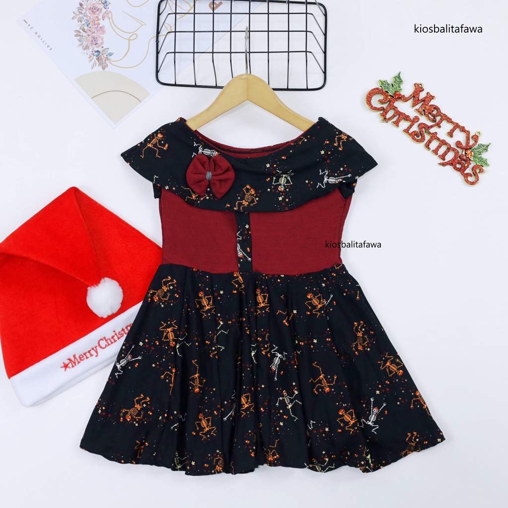 [NATAL] Dress Evelin uk Bayi - 2 Tahun / Dres Yukensi Baby Baju Anak Christmas Perempuan Gaun Pesta Babycinnamon