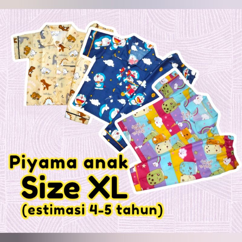 piyama anak 4 5 tahun size XL  tiedye doraemon LOL kuda poni hello kitty