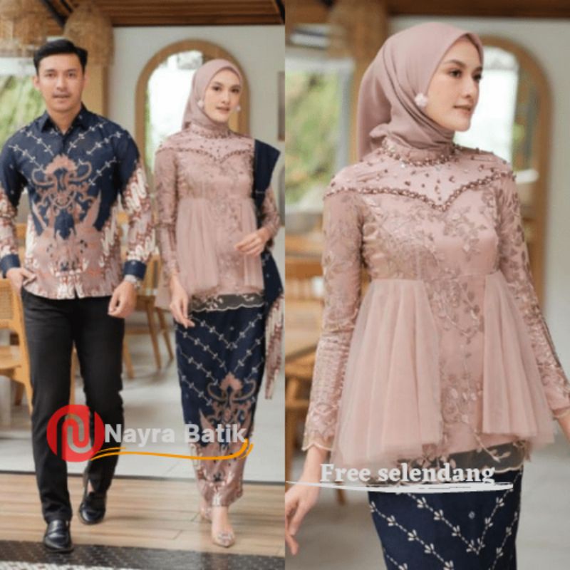 Jual Couple Kebaya Modern Baju Wisuda Tunangan Lamaran Terbaru Baju Batik Brosot Couple Ameera