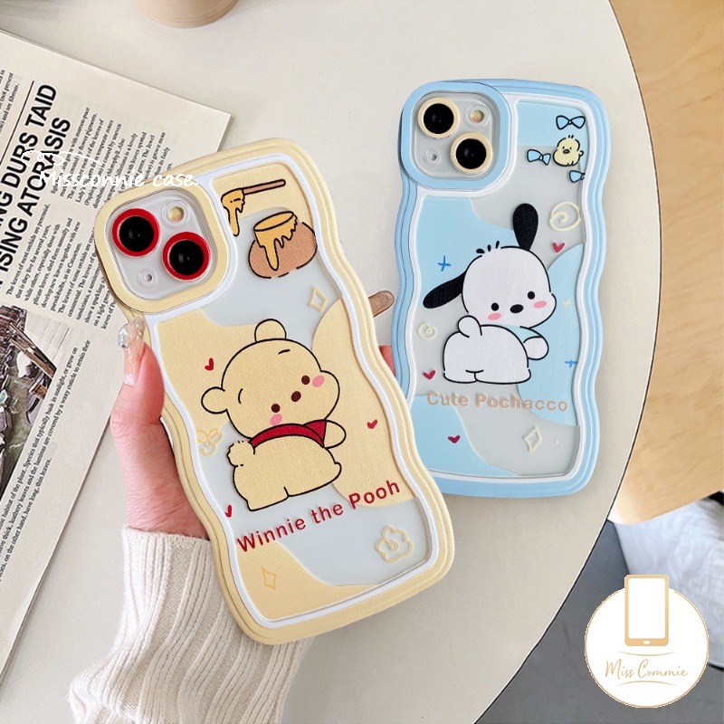 Case Untuk Samsung A04s A04 A04E A13 A32 A12 A14 A53 A22 A52 A03s A52s A50 A23 A33 A50s A02s A21s A30s A20 A51 A03 A31 A11 Lucu Winnie The Pooh Kartun Pochacco Wavy Edge Soft Cover