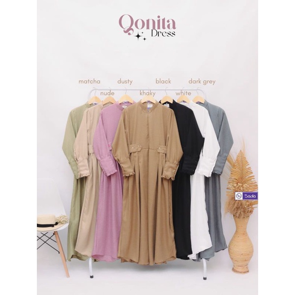 Gamis Qonita gamis dewasa katun linen gamis akhwat gamis murah premium syari