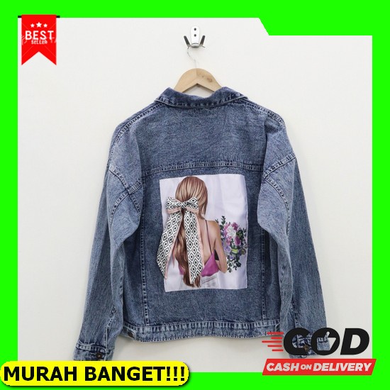 Hum - Zec Nirina Acid Crop Jaket / Jaket Denim / Jaket Jeans / Jaket Wanita / Jaket Jeans Wanita Ove