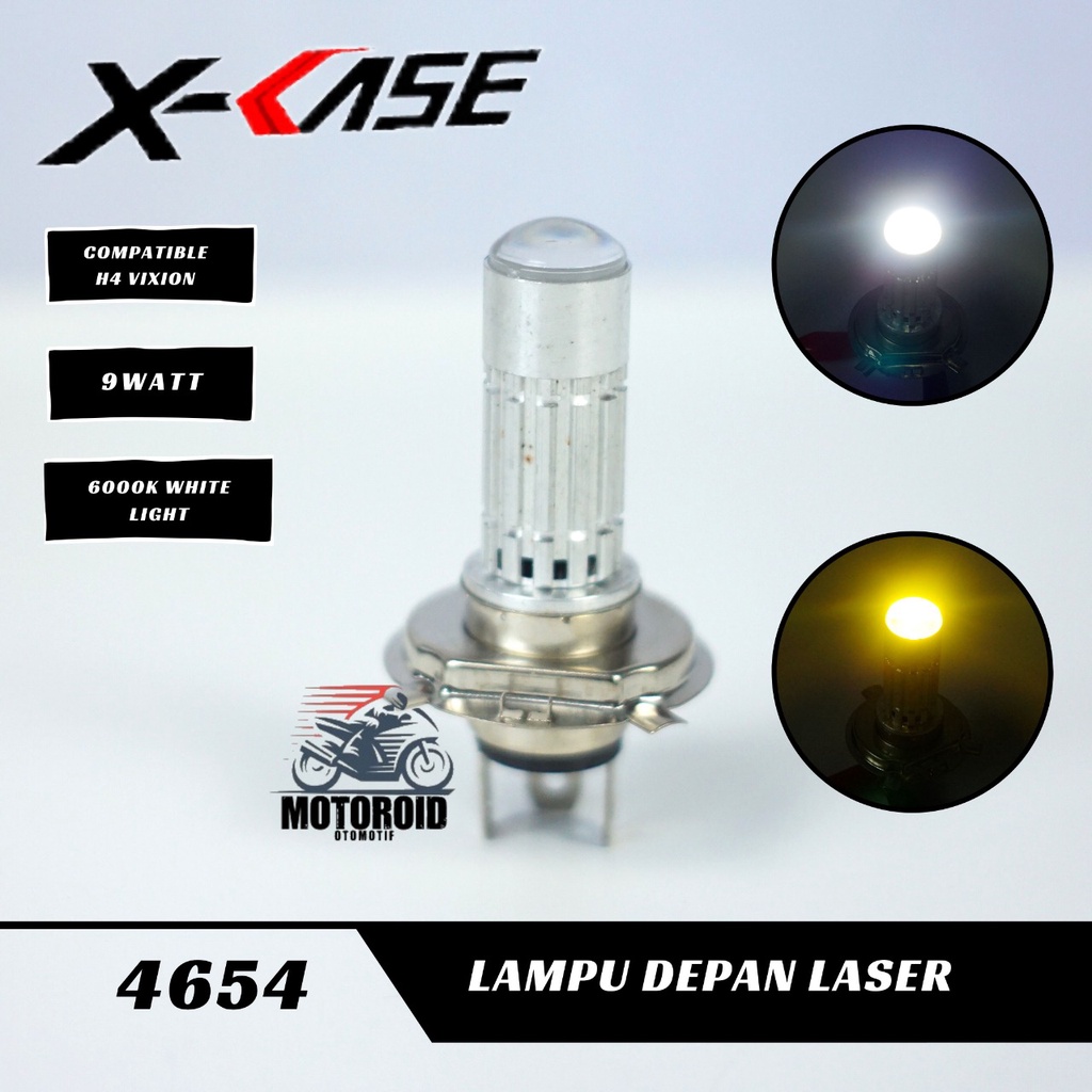 LAMPU DEPAN LASER XCASE MOTOR VIXION KAKI H4 SUPER TERANG LAMPU MOTOR 3 KAKI UNIVERSAL