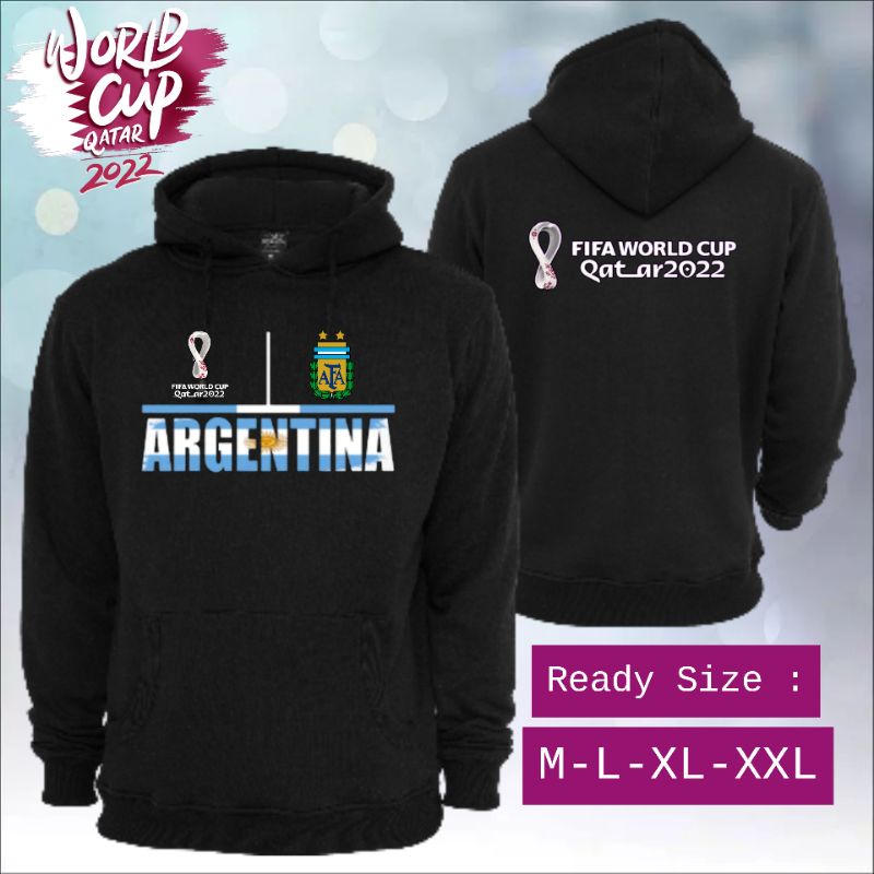 World CUP Qatar 2022 | Hoodie Sweater Katun Flece Unisex Timnas Argentina Piala Dunia World CUP Qata