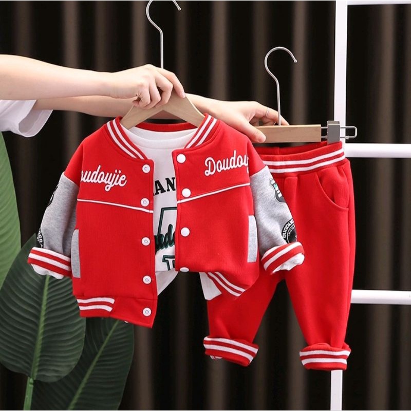 Promo cod setelan jaket 3 in 1 anak laki laki perempuan motif baseball usia 1 sampai 5 tahun baju anak pakaian anak setelan anak jaket anak