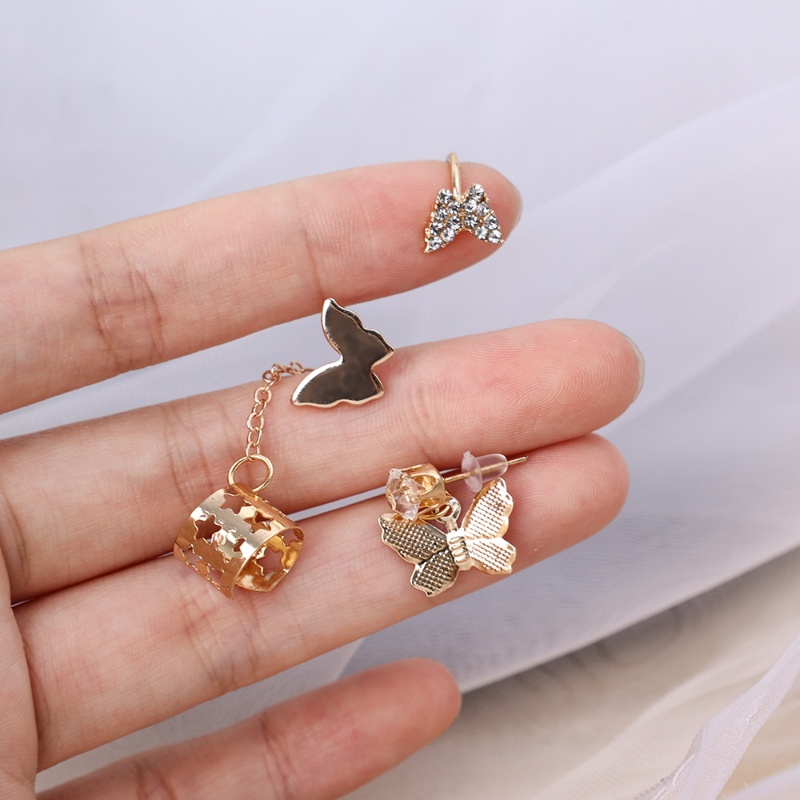 Butterfly Anting Stud Desain Kupu-Kupu Model Hollow Gaya Vintage Untuk Wanita