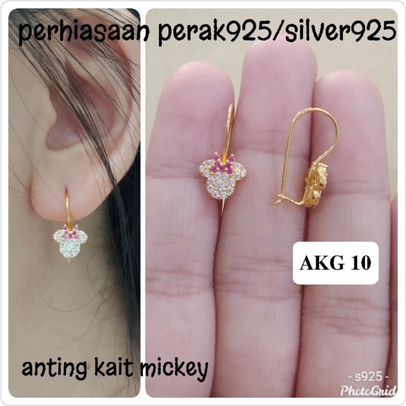 ANTING KAIT PERAK 925 ASLI LAPIS MAS 24K