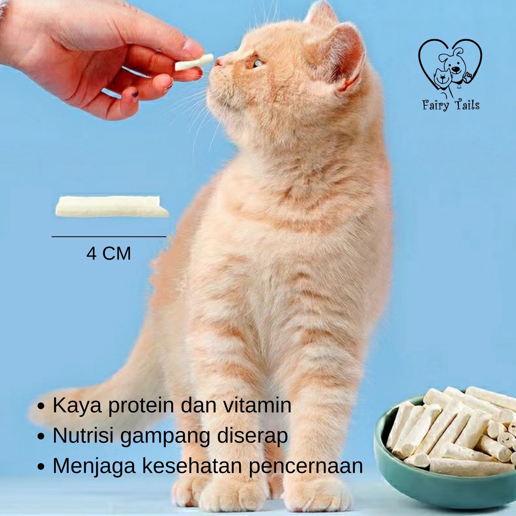 Dental Milk Stick Untuk Kucing Suplemen Bahan Susu Kambing dan Daging Ayam Segar Melalui Proses Emulsifikasi Cemilan Snack Sehat / Myfoodie Freeze Dried Dental Stick For Cat