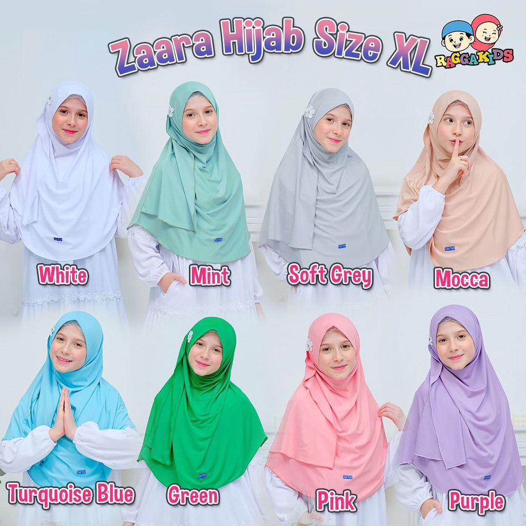 Zaara Hijab Raggakids size XL Jilbab remaja - dewasa | Jilbab instant remaja | Jilbab sekolah raggakids