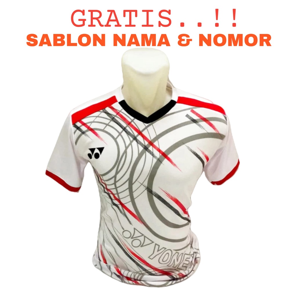 ( FREE SABLON NAMA &amp; NOMOR ) Baju olahraga badminton bulutangkis bola futsal volly atasan olahraga terbaru
