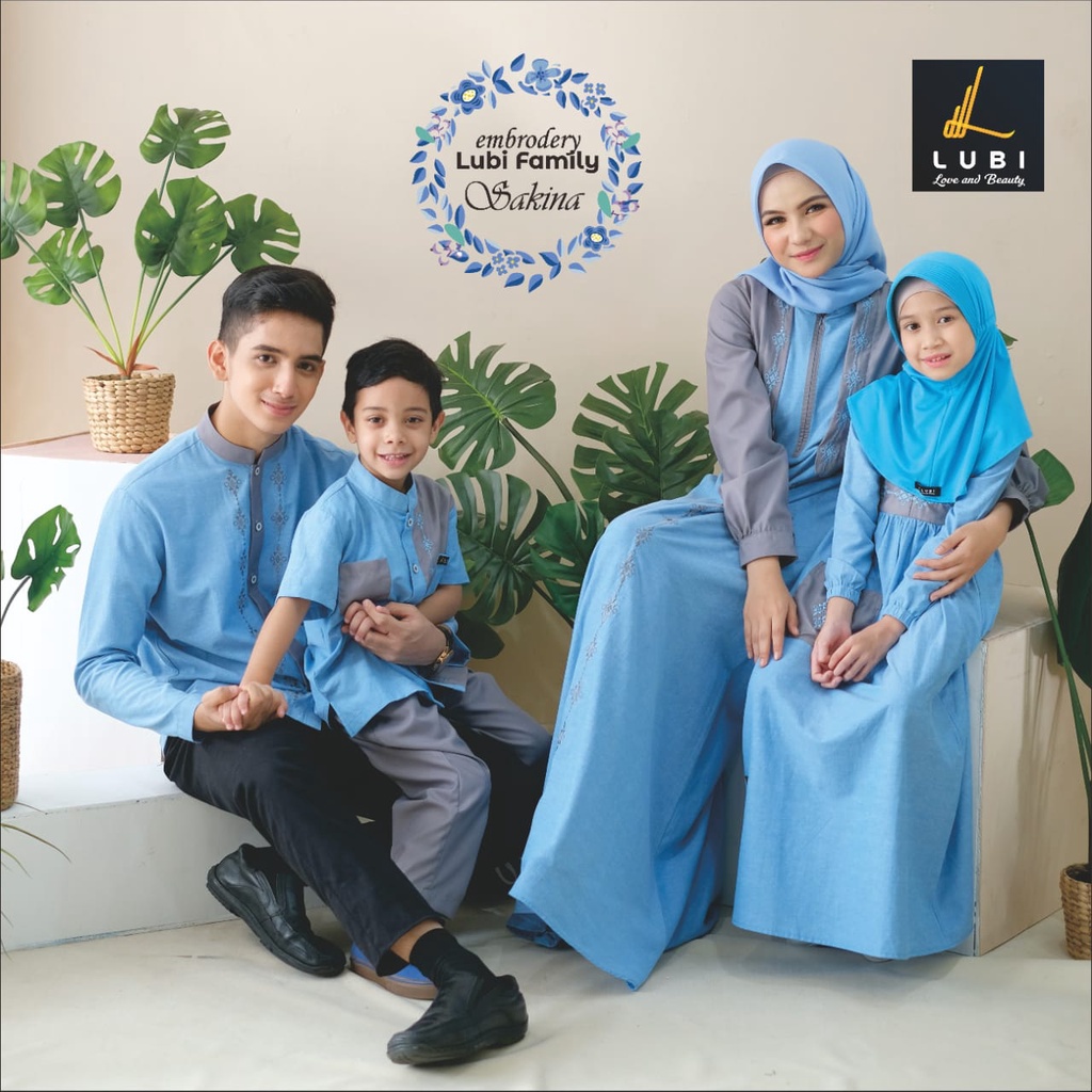 Sakina Setelan Koko Anak Lubi Sky Blue Embrodery