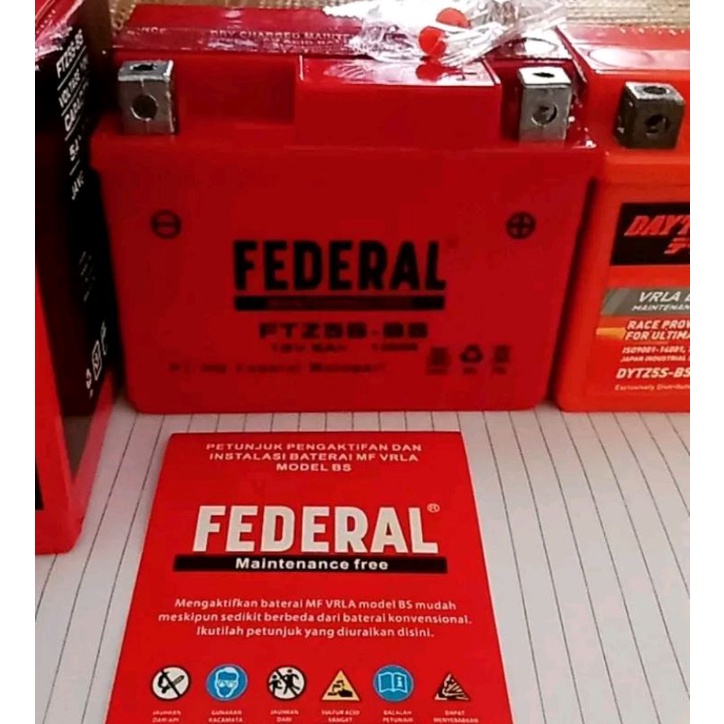 Federal GTZ 5S 5A 12V Aki kering beat karbu Fi karisma supra grand MTZ5S