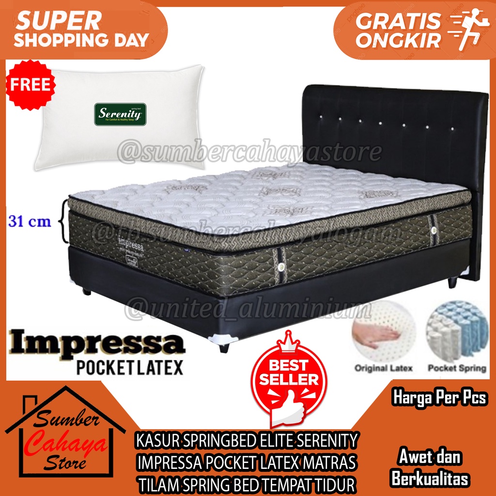 [Instant] KASUR SPRINGBED ELITE SERENITY IMPRESSA POCKET LATEX MATRAS BUSA TILAM SPRING BED TEMPAT T