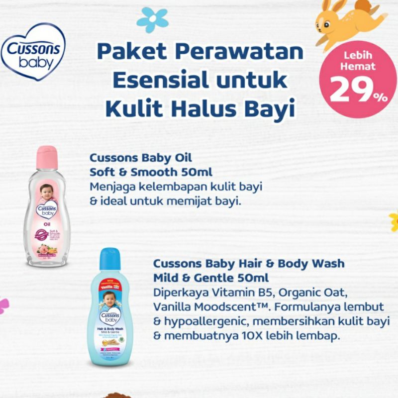 5 in 1 | 4 in 1 Cussons Baby Daily Essential Pack + Telon, Cussons Mini Gift Bag, Gift Set Bayi, Kado Bayi, Set Bedak Bayi