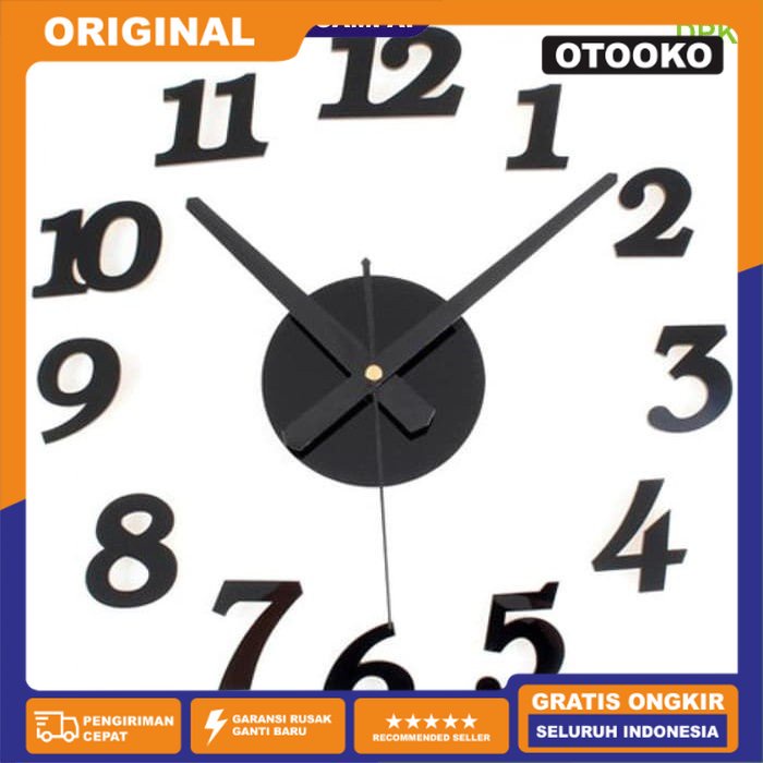 Jam Dinding Modern 3D Frameless Large Wall Clock DIY Dekorasi Dinding