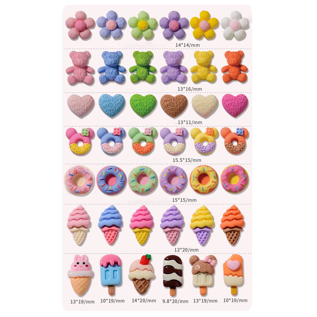 12Pcs / Set Hiasan Kuku Motif Kartun Bunga Bahan Resin Untuk Nail Art