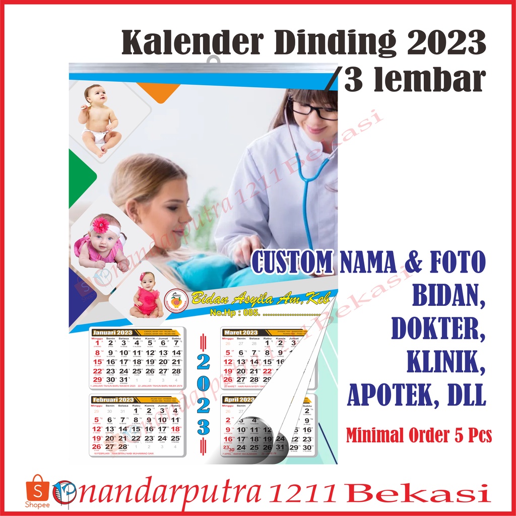 

Kalender Dinding 2025 (3 Lembar)/Kalender Bidan/Kalender Dokter/Kalender Apotek