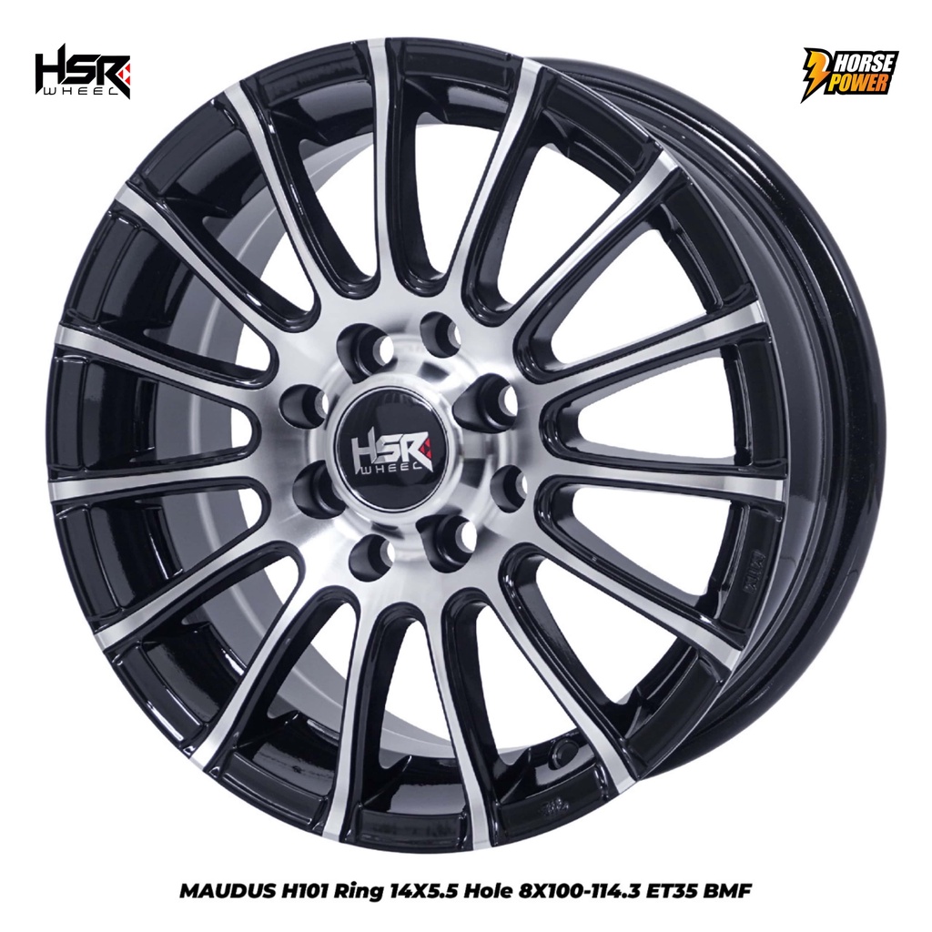 Jual Velg Mobil R14 Racing Hsr Wheel Maudus Pcd 4x100 4x114 3 Black Machine Face Shopee Indonesia